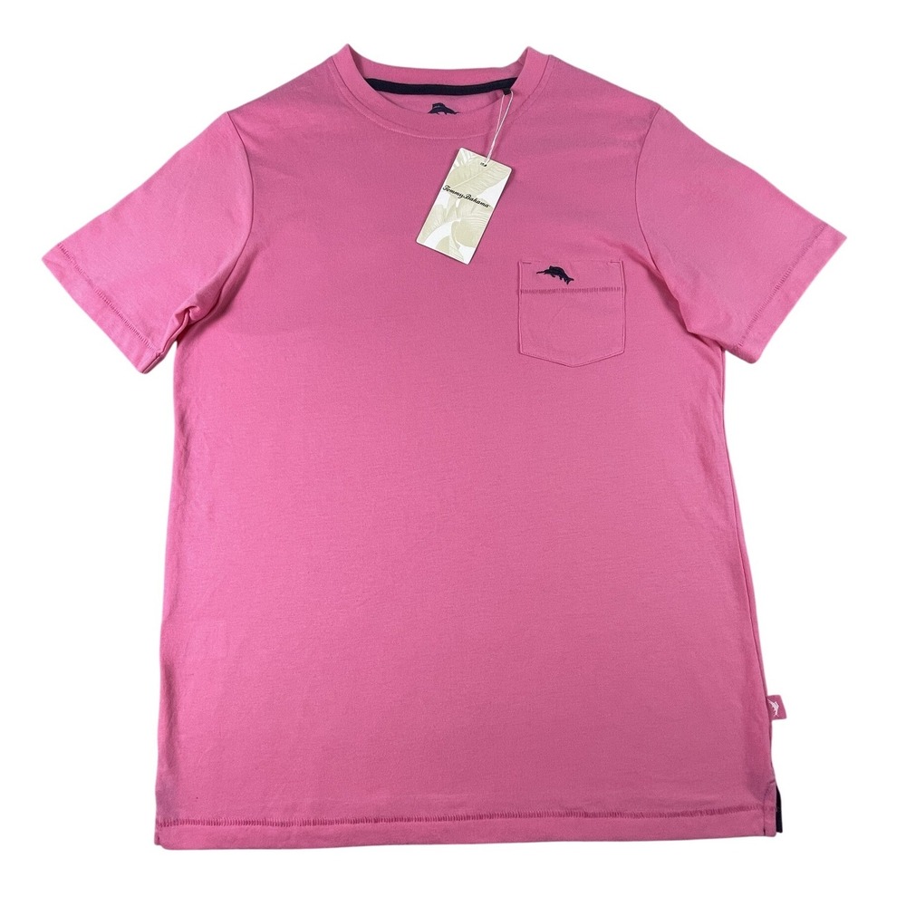 Tommy Bahama T-Shirt Mens S Pink Bali Skyline‎ Pocket Embroidered Marlin Cotton